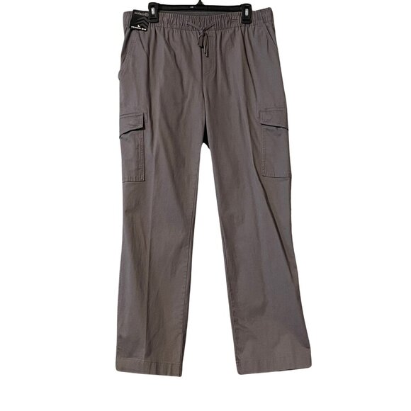 NWT Solaris Men's Drawstring Elastic Waist Cargo Pants in Medium Grey Sz. L - Picture 1 of 4